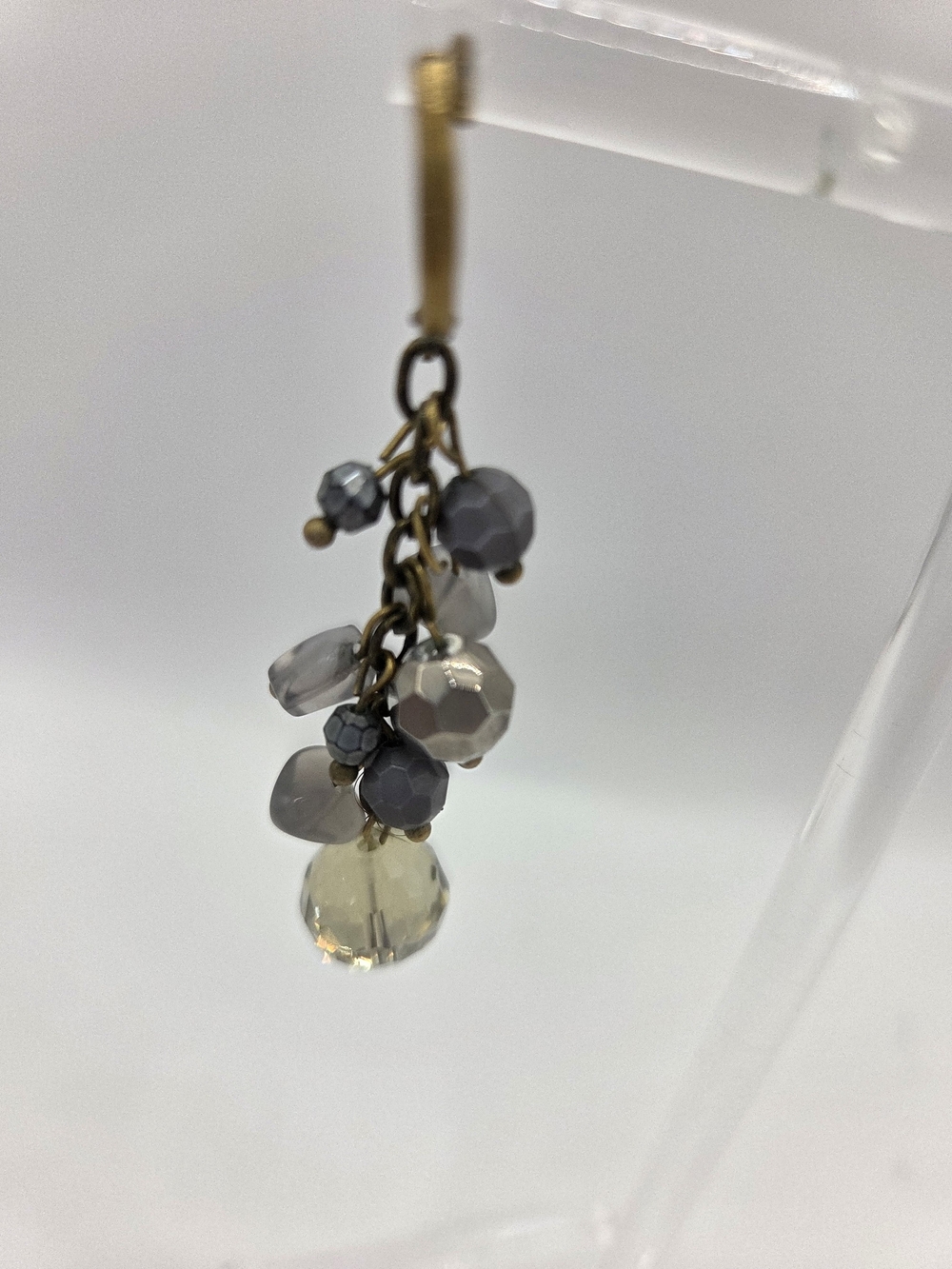 Cookie Lee Gray Bead Crystal Dangle Drop Earrings - Picture 9 of 10